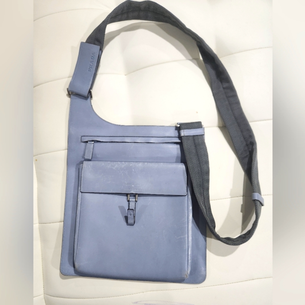 Prada Circa 1999 Blue / Gray Shoulder Bag